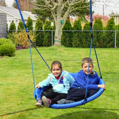 Homcom Grote Kinderen Verwijderbare Tuin Nest Schommel Ø 100X180 Cm Blauw