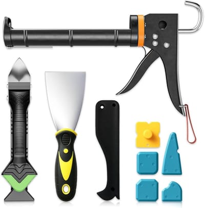 GELLDG Kit geschikt voor siliconenkitpistool - kitverwijderingsgereedschap - 310 ml - voegschraper - geschikt voor badkamers, keukens, vloeren, ramen, voegen rond wastafels, kozijnen