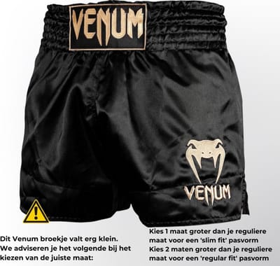 Venum Classic Muay Thai Kickboks Broekjes Zwart Goud - XL