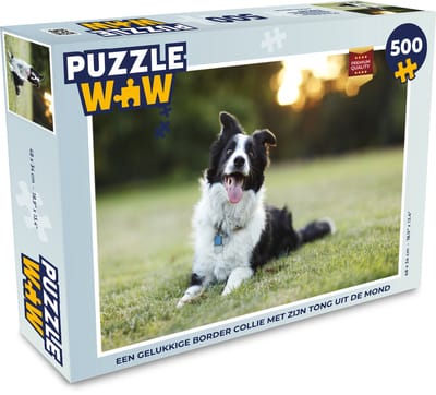 Puzzel Een gelukkige border collie met zijn tong uit de mond - Legpuzzel - Puzzel 500 stukjes