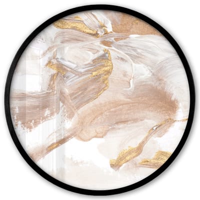Poster in lijst Rond - Fotolijst 40x40 cm - Posters - Aquarelverf - Goud - Abstract - Ronde posterlijst zwart - Decoratie - Wanddecoratie woonkamer - Muurdecoratie slaapkamer