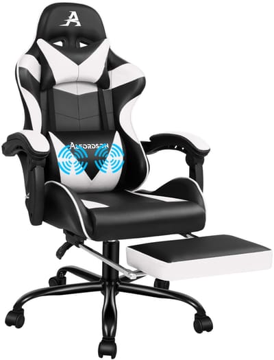 ALFORDSON Vogler - Gaming stoel ergonomisch racing bureau stoel - Verstelbare kanteling & hoogte - Met gevoerde voetensteun - USB massage functie - Draagkracht tot 180 kg