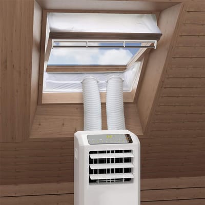 OUYLAF Raamafdichtingskit mobiele airco - (230cm x 2) - raamafdichting airco - raamafdichteingskit mobiele airco - Eenvoudig te monteren - Voor alle draagbare airconditioners - klittenband bevestiging