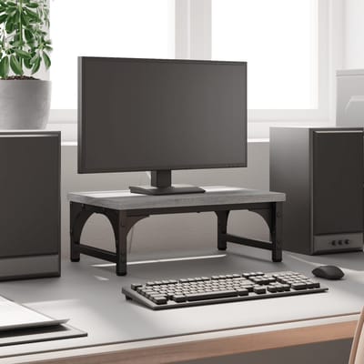 vidaXL - Monitorstandaard - 37x23x14 - cm - bewerkt - hout - grijs - sonoma - eiken