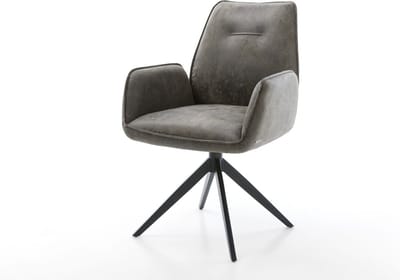 Gestoffeerde-stoel Zoa-Flex kruisframe breed zwart microvelours grijs antiek pocketveer kern