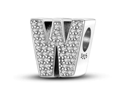 RomyStones – Letter Bedel W – 925 Sterling Zilver – Zirkonia – Cadeau