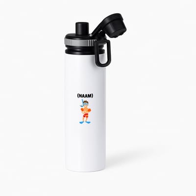 Hacebo® - Zwem met eigen naam waterfles met draaidop grijs - Zwemmen - Zwemmer - Sport - water fles - 850ML