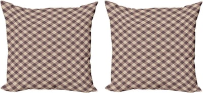 ABAKUHAUS Geometrische decoratieve kussenhoezen, 2 stuks, moderne accenten, dubbelzijdige digitale print, 40x40 cm, warm taupe/donker taupe