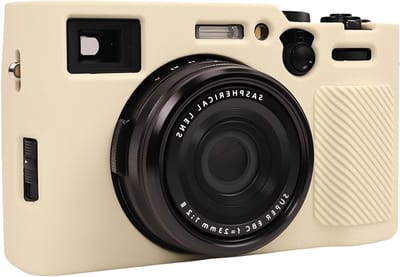 Cameratas van siliconen voor Fujifilm X100 VI, zachte rubberen beschermhoes, compacte en lichte camerabescherming, Beige, 4×3×2 inch