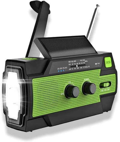 RWB® Noodradio Opwindbaar en Batterij - Noodradio - Survival Radio - Groen - 16cm x 8cm x 6cm