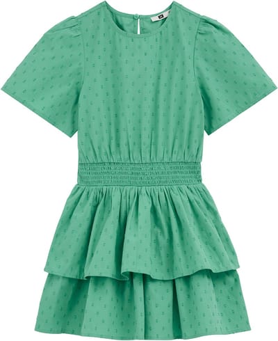 WE Fashion Meisjes jurk met structuur en smokdetail