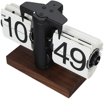 Dailygoods - Retro Flipklok - Grote Cijfers - Automatisch Mechanisch - Zwart - Woonkamer Studeerkamer Kantoor - 304 Roestvrij Staal
