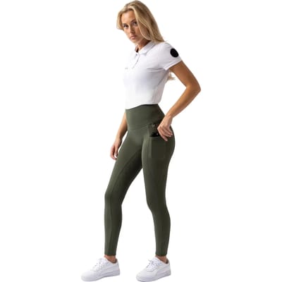 Horze Gillian Full Seat Compressie Tights, dames, Beetle Khaki Green, 34