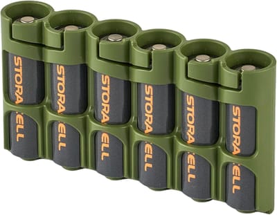 Batterij Opslag Caddy - Batterijhouder - Batterijen Organiseren - Gepatenteerd Vergrendelingssysteem - 6 Batterijen - Militair Groen