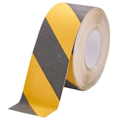 Duraline antisliptape Grip, 15 m, zelfklevend, voor binnen en beschermd buitengebruik, 75 mm, geel/zwart