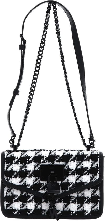 DKNY Schoudertas Elissa Shoulder Bag Blk / Wht Hndstooth Zwart