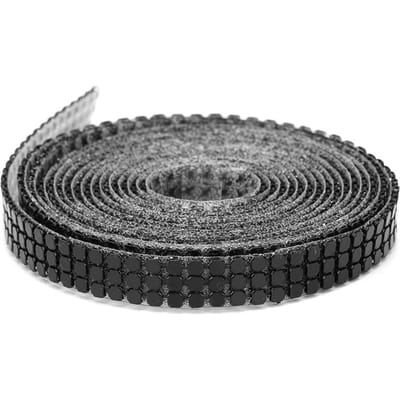 1.5m 3 Rangs Maille Aluminium Hotfix Strass Ruban Couture Garniture Strass Accessoires Vêtements Black