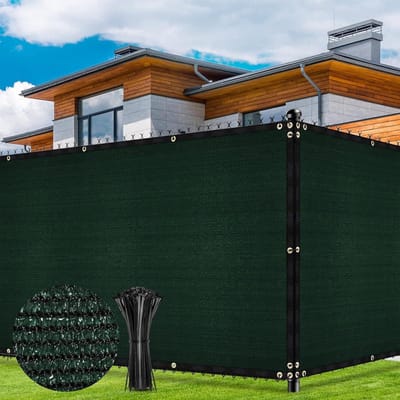 Duerer Privacy Hekscherm 1.8m x 15.2m inkijkbescherming windbescherming tennisscherm 142g/m² HDPE Stof UV-bescherming 90% Blokkering voor hek Outdoor Achtertuin, Patio Boerderij met kabelbinders, Groen
