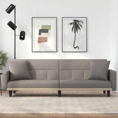 vidaXL - Slaapbank - met - kussens - stof - taupe