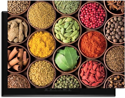 KitchenArt - Spice Harmony – Inductie Beschermer - 80x52 cm - Kookplaat Beschermer - Luxe Afdekplaat Inductieplaat - Anti-slip & Oprolbaar - Beschermmat Inductiekookplaat
