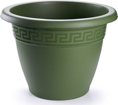 Bloempot donkergroen rond diameter 25 cm - Bloemen/plantenbak/plantenpot van kunststof