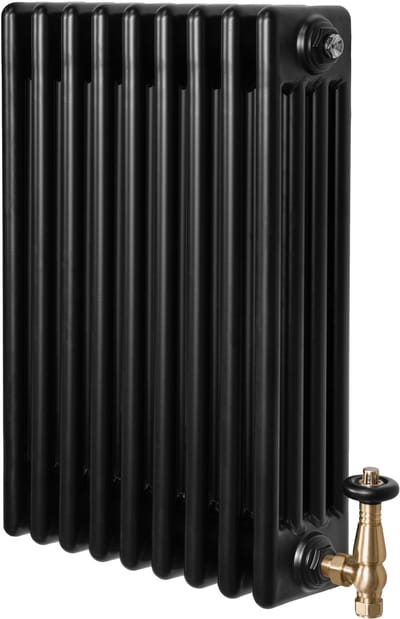 4-kolomsradiator - zwart - 600x425 mm - thermostaatkraan
