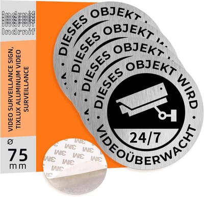 4x Aluminium Waarschuwingsbord: Camerabewaking, Let op Privégrondstuk