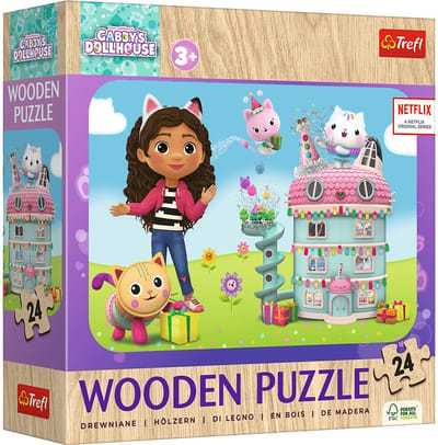Trefl Gabby's Poppenhuis Vrolijke Gabby en Vrienden Hout Houten Legpuzzel - 24 stukjes - Vanaf 3 jaar