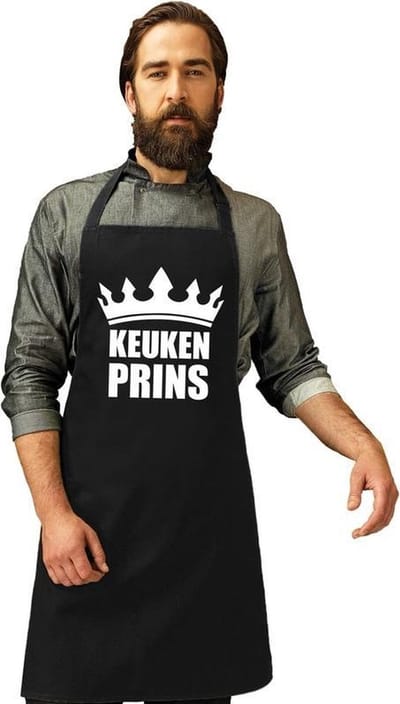 Keuken Prins - Barbeque keukenschort - zwart - voor heren - vaderdag - verjaardag - papa - kok