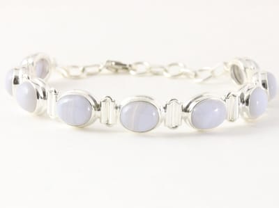 Zware zilveren armband met blauwe lace agaat