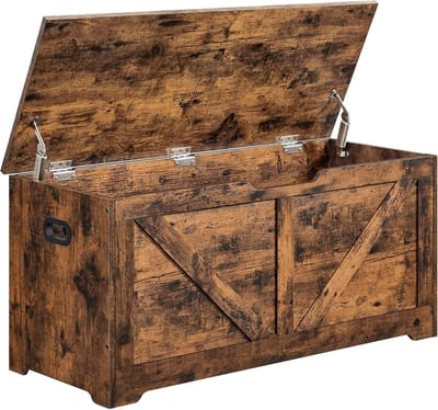 Furnstar Opbergbank – Opbergdoos & Schoenenbank – 100 x 40 x 46 cm – Voor Hal, Slaapkamer & Woonkamer – Rustiek Bruin