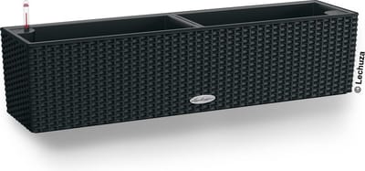 LECHUZA BALCONERA Cottage 80 - Plantenbak - met uitneembare binnenbak - met bewateringssysteem - ALL-IN-ONE set met LECHUZA-PON - grafietzwart