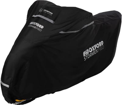 Oxford Stormex-Pro Motorhoes - Waterdichte Hoes, dubbel uitgevoerd en dus uniek - Maat M - Oxford Stormex-Pro Motorhoes met opbergtasje - Maten 229 x 99 x 125cm