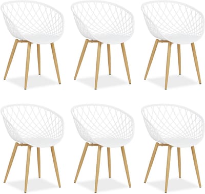 Homestyle4u Tuinstoelen - Set van 6 - Kunststof - Wit