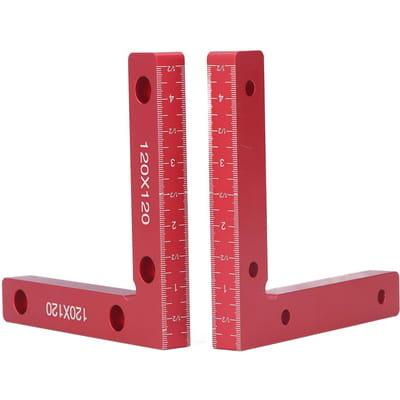2 pcs Serre-joints à angle droit Matériau en alliage d'aluminium Anodisé Échelle claire Rouge Outil de positionnement à 90 degrés red