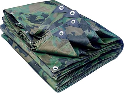 Dekzeil - Afdekzeil Beschermhoes - Buiten Beschermen - Waterdicht PVC Materiaal - 5x6m - Camouflage