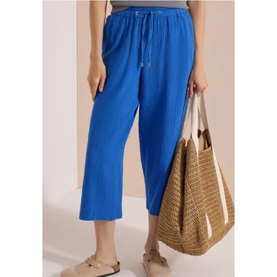 3/4-broek met Wide Leg pijpen van mousseline