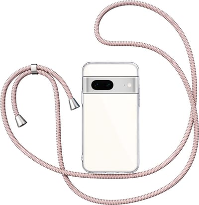 Hoesje met Koord geschikt voor Google Pixel 7 - Back Cover Siliconen Case Transparant Hoes Roségoud