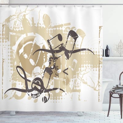 ABAKUHAUS douchegordijn – Treble Chef – 175x180 cm – Wit Seal Brown