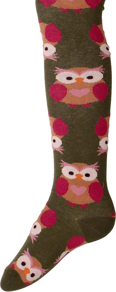 Ewers Maillot Kindermaat - Uiltjes met Hartjes - Groen & Beige & Roze - GOTS - Biologisch Katoen-92/98