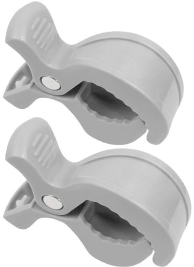 Sipo - Universele Kinderwagen Clips - Set van 2 - Stroller Pegs - Multifunctioneel ABS Klemmen - Baby Car Seat Clips - Sterke Veer Klem - 2kg Draagkracht - Kinderwagen Organizer Ophangsysteem - Universele Buggy Clips - 7.5 x 4.5 x 2.5 cm - Grijs