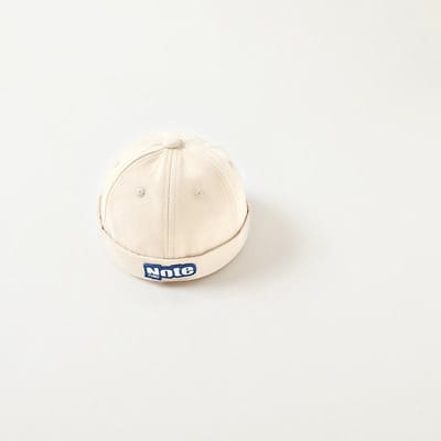 Vintage Letters Geborduurde Baby Randloze Pet Lente Kinderen Jongens Meisjes Hip Hop Docker Cap Verstelbare Kinder Beanie Petten 48-50cm white