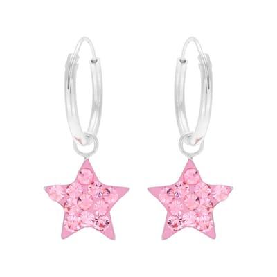 WeLoveSilver - zilveren oorbellen - roze ster - meisjes sieraden