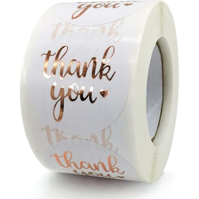 Lot de 500 autocollants de remerciement en feuille d'or rose pour petites entreprises, étiquettes de scellage de cadeaux, autocollants d'expédition pour enveloppe de décoration