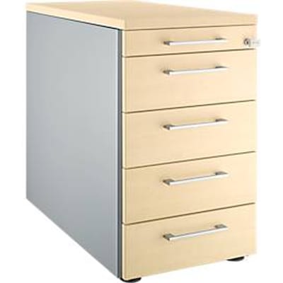 Schäfer Shop  Genius Vast ladeblok 13333, met hoekgreep, B 435 x H 717 mm, blank aluminium/blank aluminium/esdoornpatroon