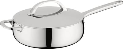 BergHOFF Home Belly Hapjespan 24 cm – PFAS-Vrije Stoofpan met Deksel– RVS Sauteerpan Inductie 24 cm - Geschikt voor Inductie, Gas, Elektrisch en Keramisch – Ovenbestendige Pan - Vaatwasserbestendige Pan – Luxe Hoge Bakpan 3,2 l – Stellar Steel