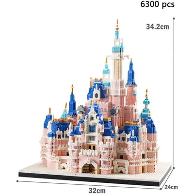 Roze Kasteel Microblok Bouwpakketten voor Volwassenen Kinderen Prinsessenfeest Cadeau Architectuur Model Speelgoed Blokken