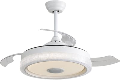 42 inch moderne onzichtbare plafondventilator, 3 ABS-bladen, afstandsbediening, omkeerbare DC-motor met 32W led-verlichting