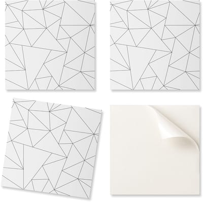 Set zelfklevende PVC-tegels met abstract driehoekspatroon, 20x20x20 cm