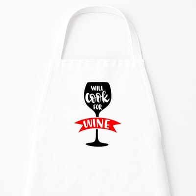 Keukenschort "Will cook for Wine" | Kerstcadeau & Sinterklaascadeau | Wijnliefhebber | Kerstcadeaus voor volwassenen